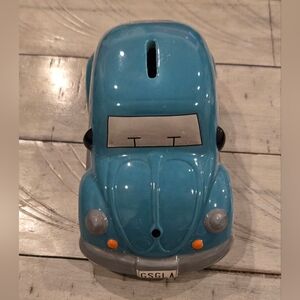 Vw: Blue Ceramic Car Coin Bank